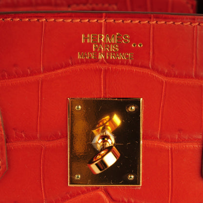 Hermes Matte Niloticus Crocodile Birkin 35 Orange 22 of 29