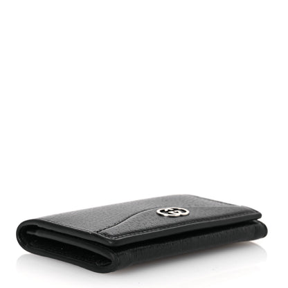 Gucci Textured Dollar Calfskin Interlocking G Card Case Black 4 of 9