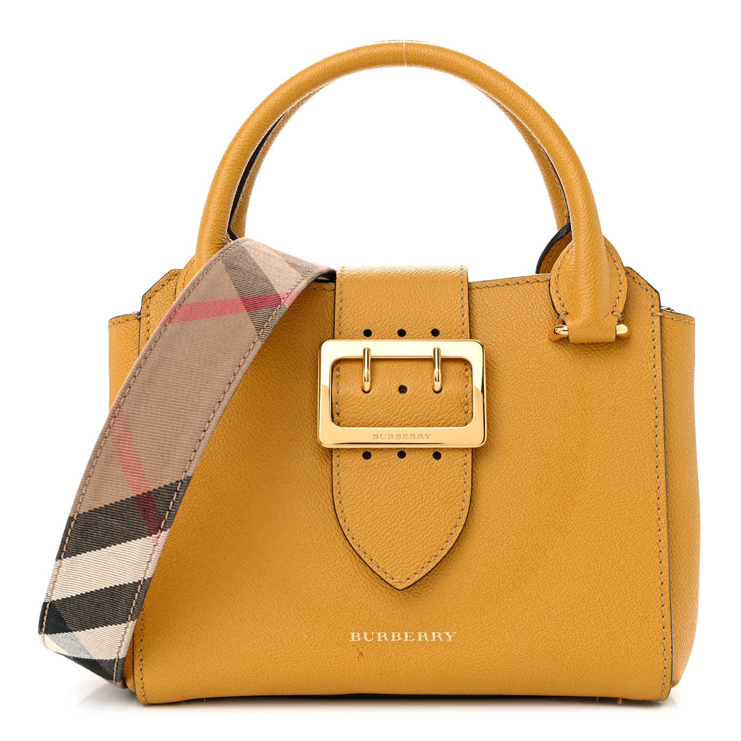 Burberry Soft Grain Calfskin Small Buckle Tote Bright Straw 1 of 20