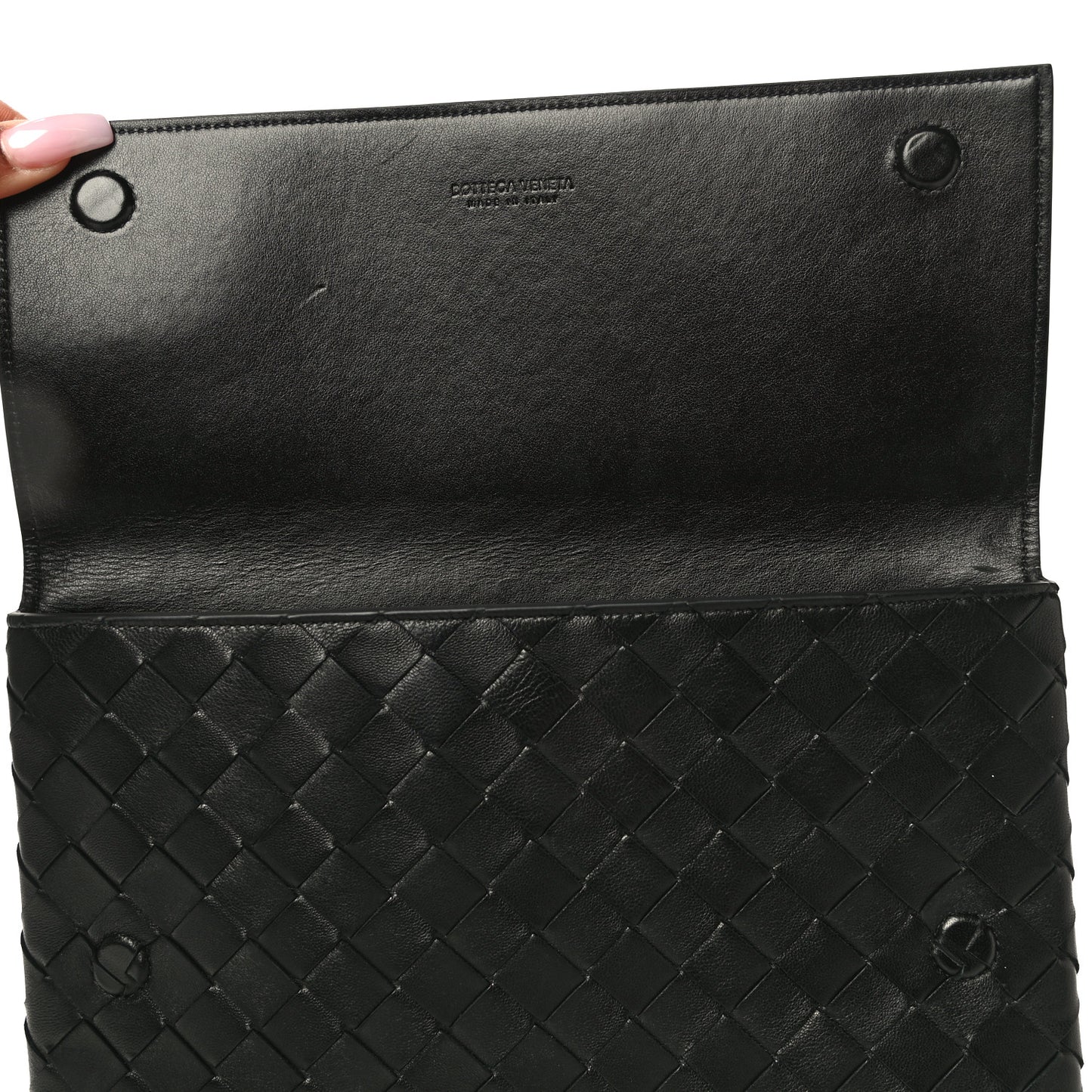Nappa Intrecciato Flap Pouch Black