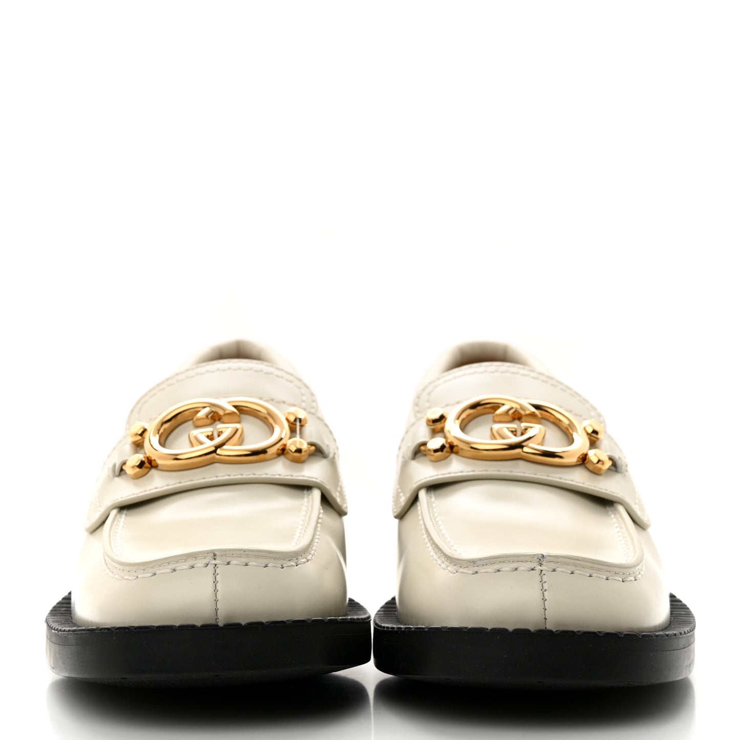 Spice Lux Nappa Samoa Interlocking G Loafers 36.5 Mystic White