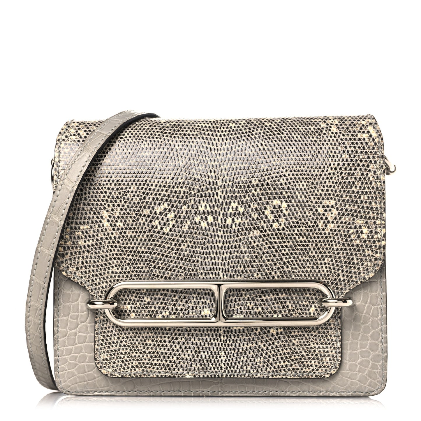 Matte Alligator Lizard Mini Sac Roulis Ombre Gris Perle