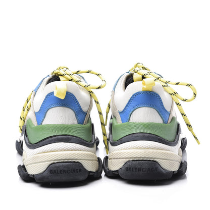 Balenciaga Fabric Mesh Nappa Mens Triple S Sneakers 39 Bleu White Vert Jaune 7 of 10