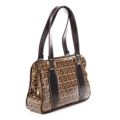Fendi Vinyl Zucchino Small Shoulder Bag Tobacco 2 of 10