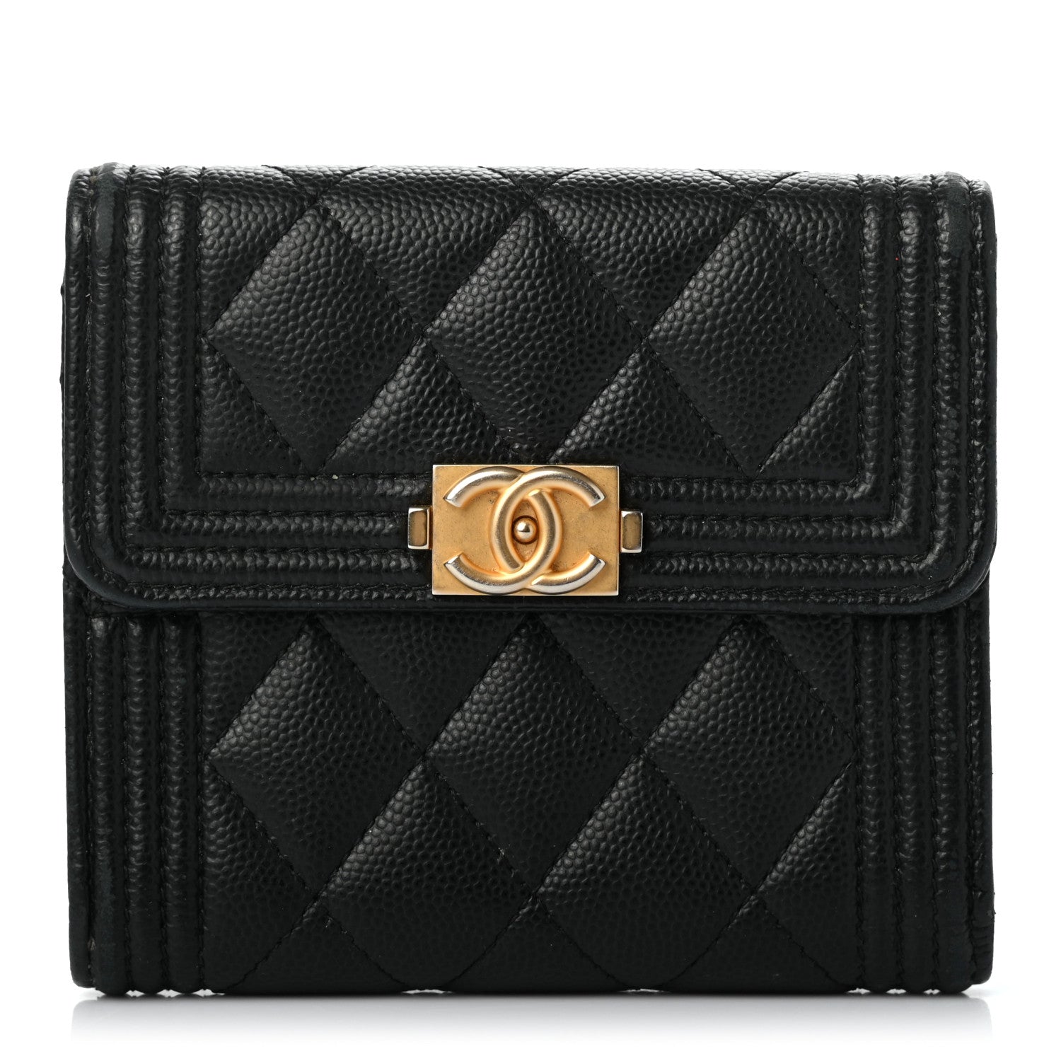 Chanel Caviar Quilted Compact Boy Wallet Black 1 of 13