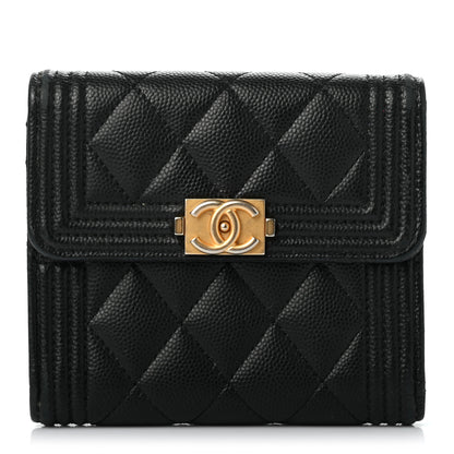 Chanel Caviar Quilted Compact Boy Wallet Black 1 of 13