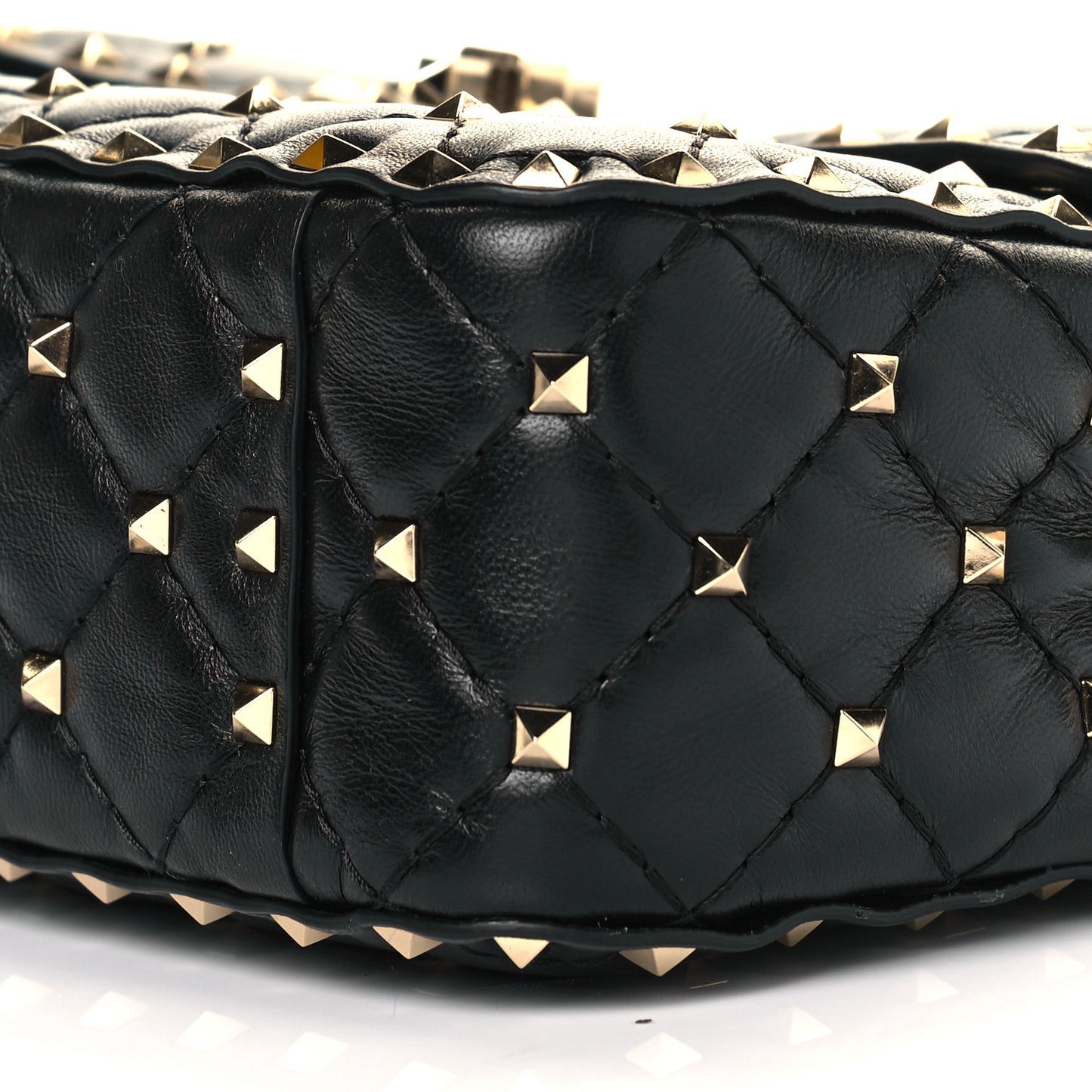 Lambskin Medium Rockstud Spike Shoulder Bag Black