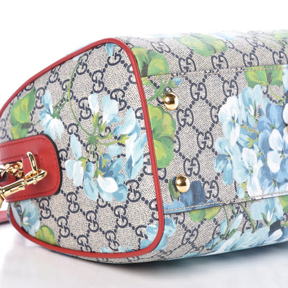 Gucci GG Supreme Monogram Blooms Small Boston Beige Blue Navy Hibiscus Red 8 of 9
