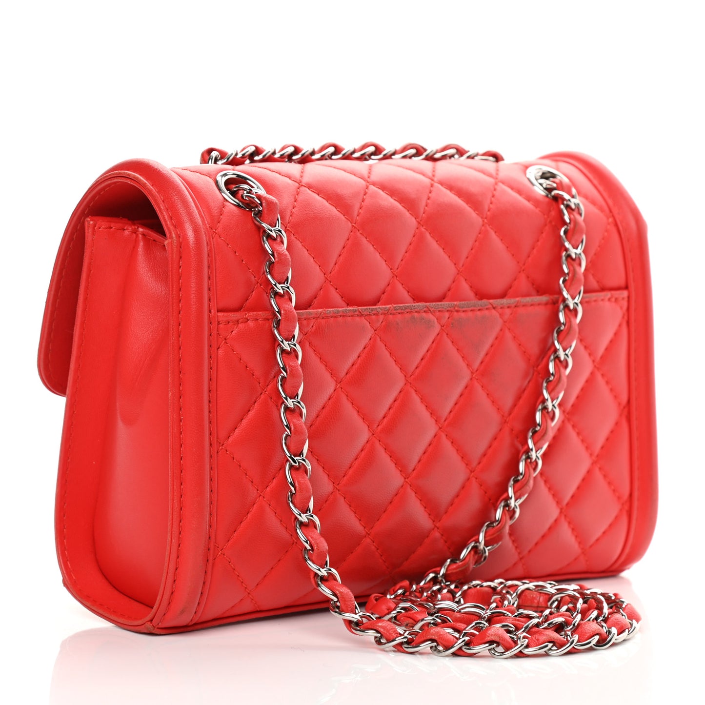 Lambskin Quilted Small Geometric Flap Red