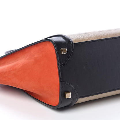 Celine Drummed Calfskin Nubuck Tri-color Micro Luggage Natural 8 of 9