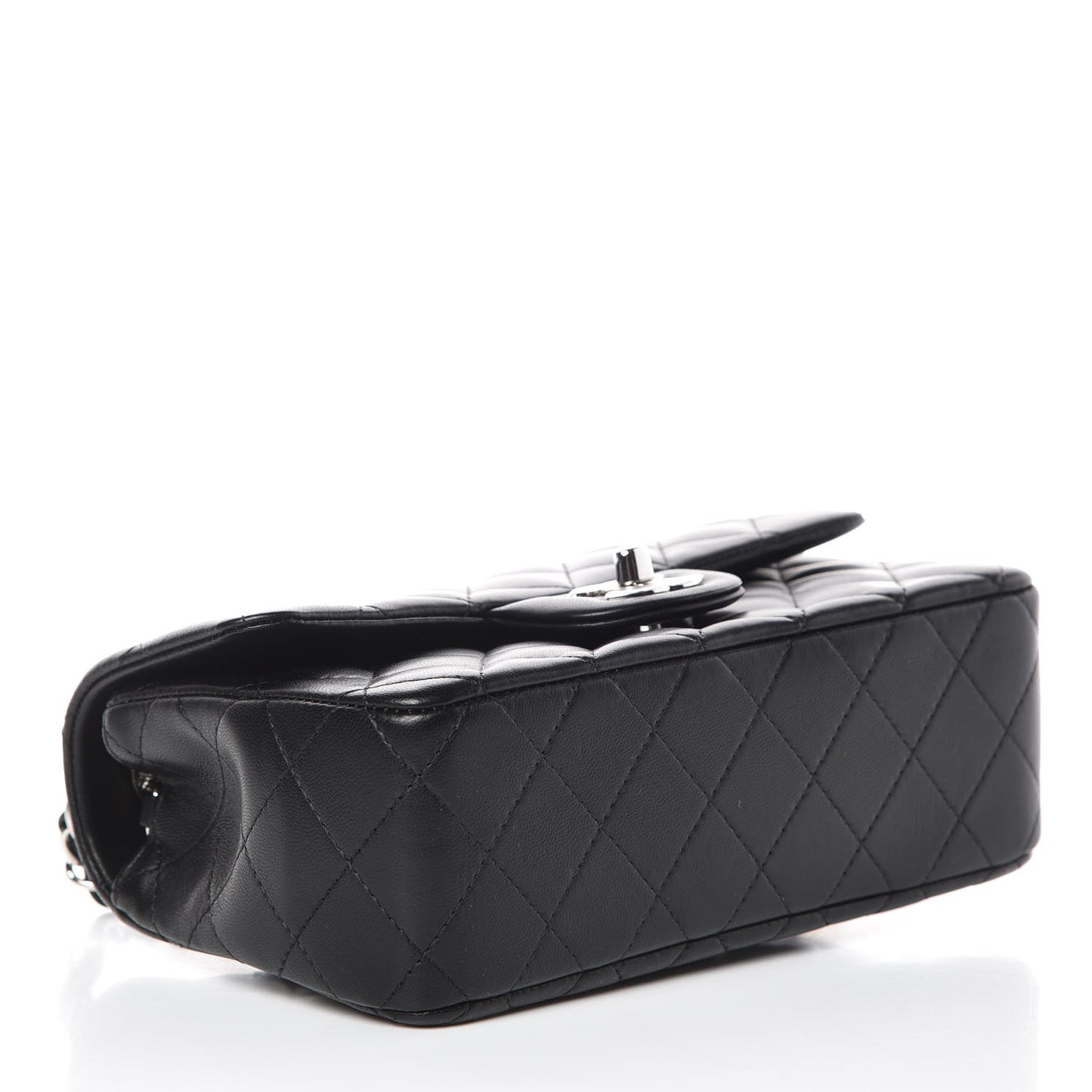 Lambskin Quilted Mini Rectangular Flap Black