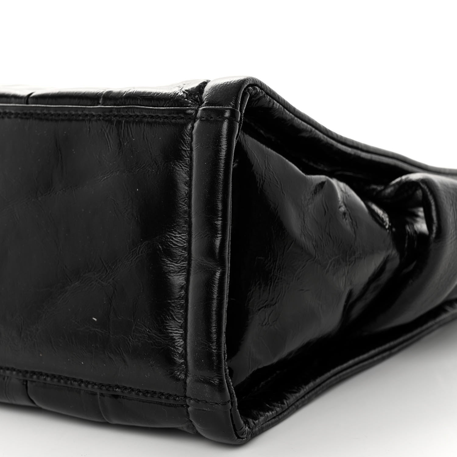Marc Jacobs Shiny Crinkled Calfskin The Tote Bag Black 9 of 10