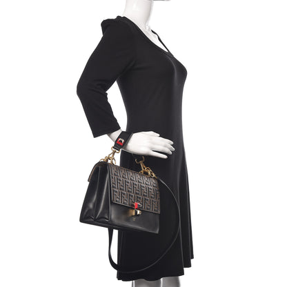 Fendi Vitello Liberty Bi-Color FF 1974 Embossed Kan I Shoulder Bag Black Maya 2 of 19