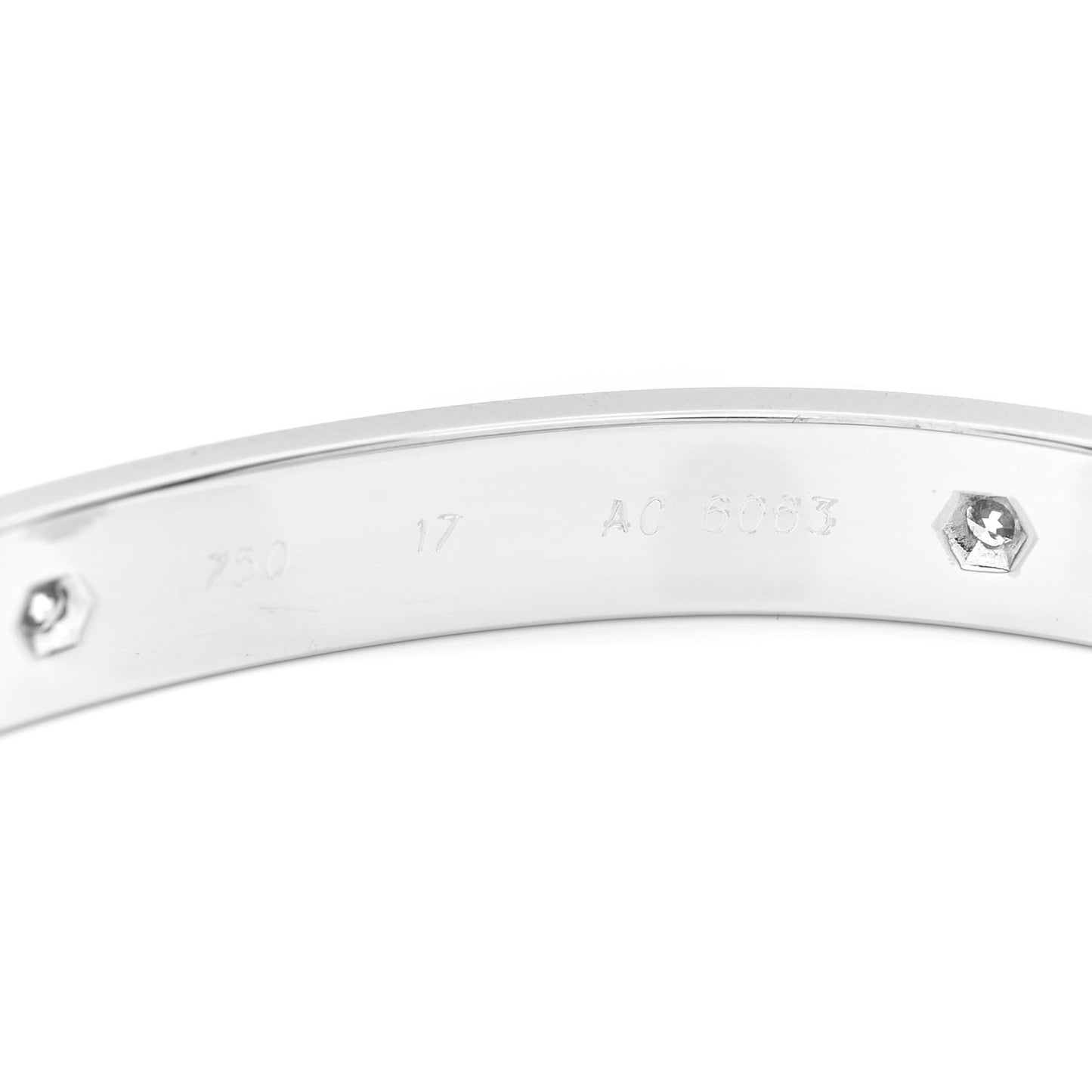 18K White Gold 6 Diamond LOVE Bracelet 17