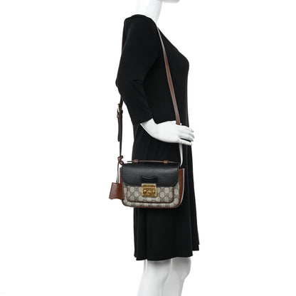 Gucci GG Supreme Monogram New Sakai Lux Calfskin Mini Padlock Flap Pocket Shoulder Bag Beige Ebony Black Cuir 2 of 10
