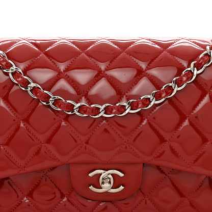 Chanel Patent Quilted Jumbo Double Flap Red 5 of 14