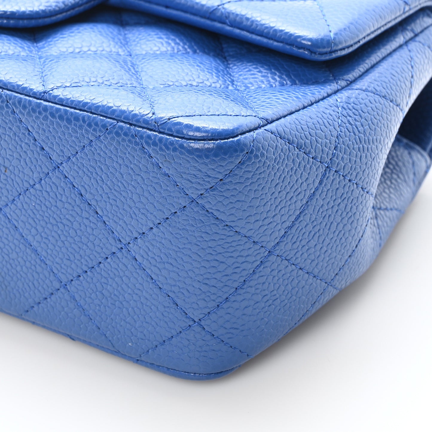 Caviar Quilted Mini Rectangular Flap Blue