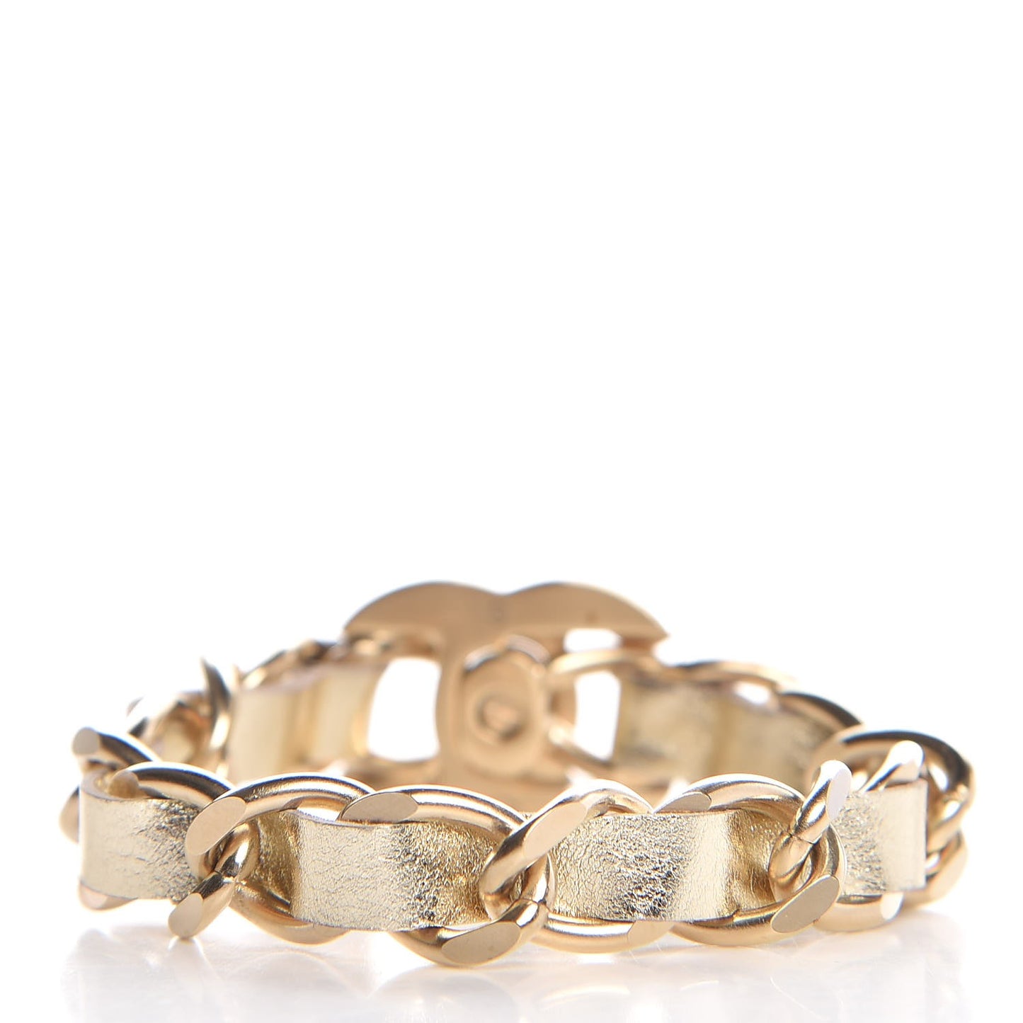 Metallic Lambskin CC Turnlock Double Chain Bracelet S Light Gold