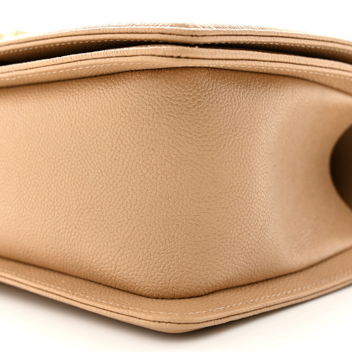 Caviar Chevron Quilted Medium Boy Flap Dark Beige