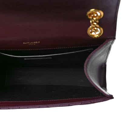 Saint Laurent Grain De Poudre Textured Mixed Matelasse Medium Triquilt Monogram Satchel Rouge Legion 5 of 9