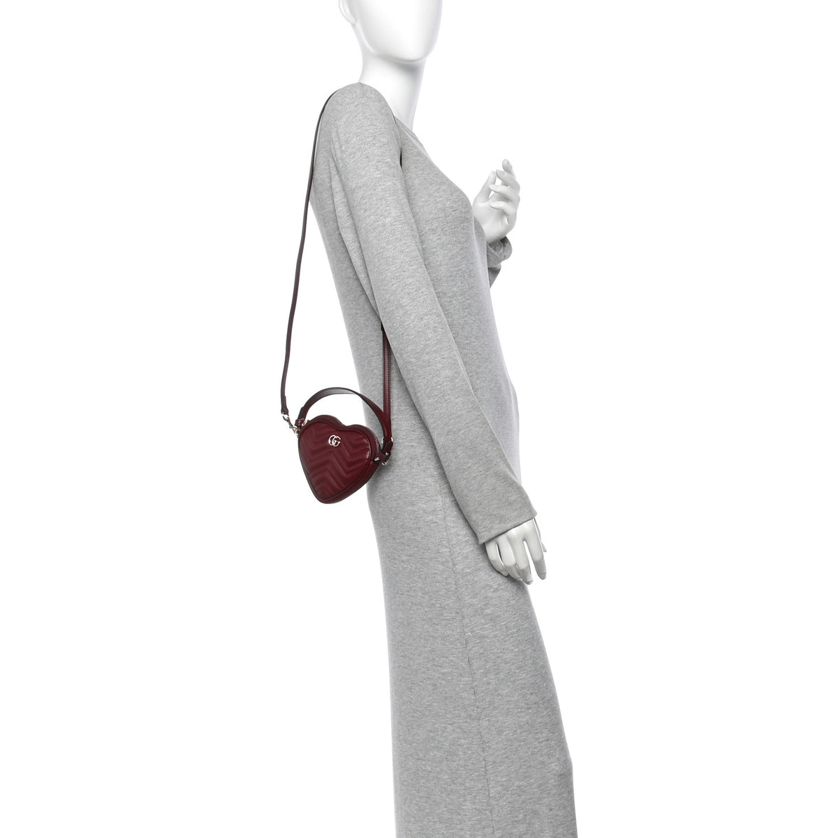 Gucci Calfskin Matelasse Diagonal Mini Interlocking G Heart Shoulder Bag Rosso Ancora 2 of 10