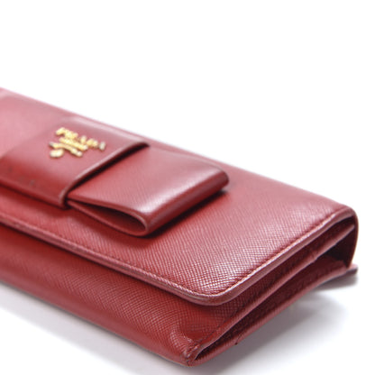 Prada Saffiano Fiocco Bow Continental Wallet Fuoco 6 of 9