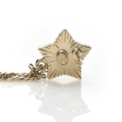 Chanel Crystal Pearl Resin CC Star Dangle Earrings Gold 4 of 5