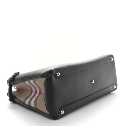 Burberry Grainy Calfskin House Check Large Banner Tote Black 4 of 10