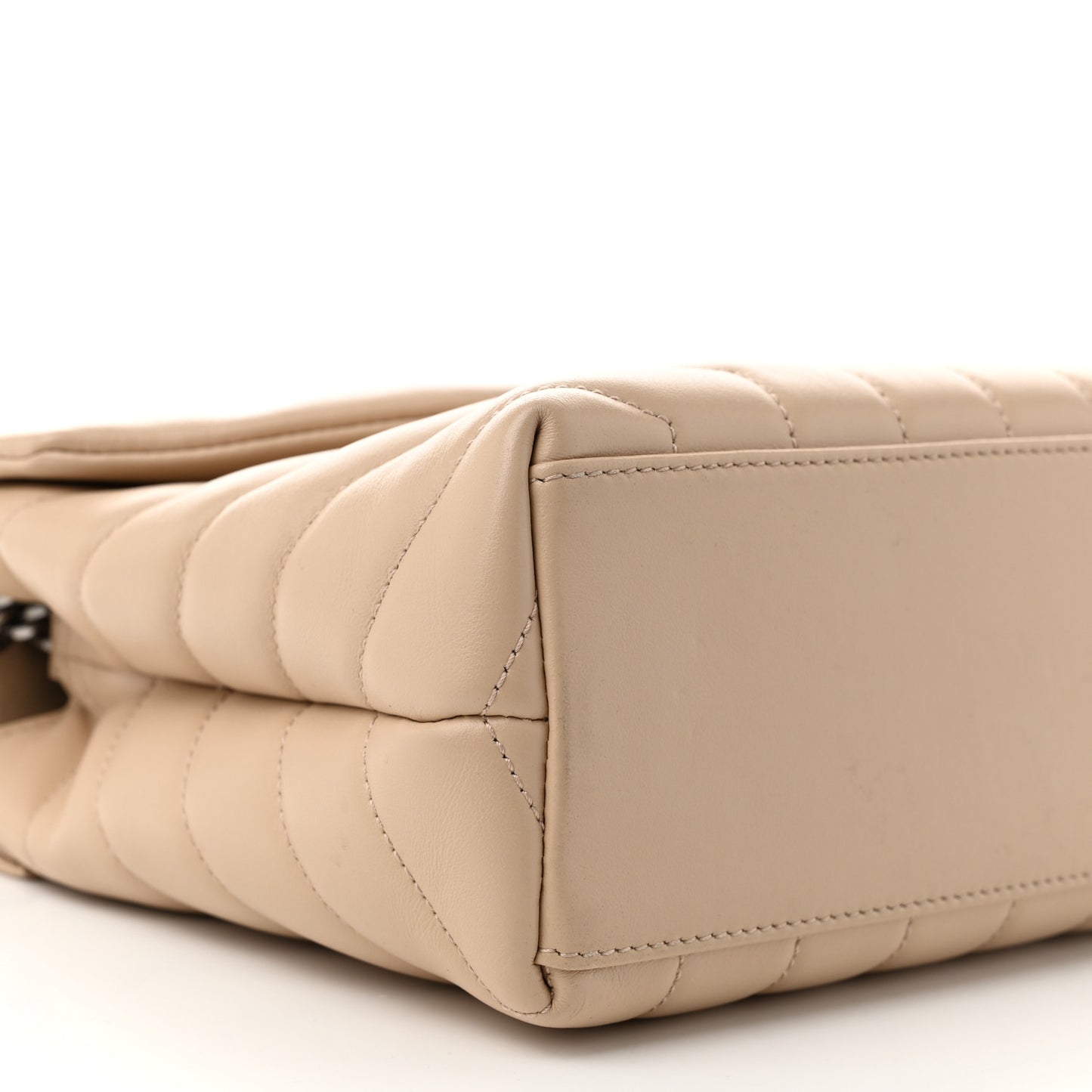 Calfskin Y Quilted Monogram Small Loulou Chain Satchel Dark Beige
