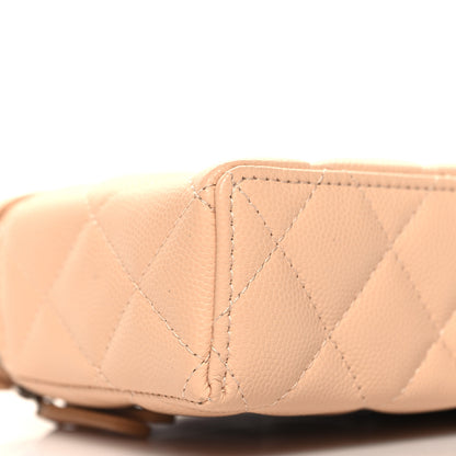 Chanel Caviar Quilted Ridged CC Top Handle Slim Vanity Case With Chain Beige 9 of 10