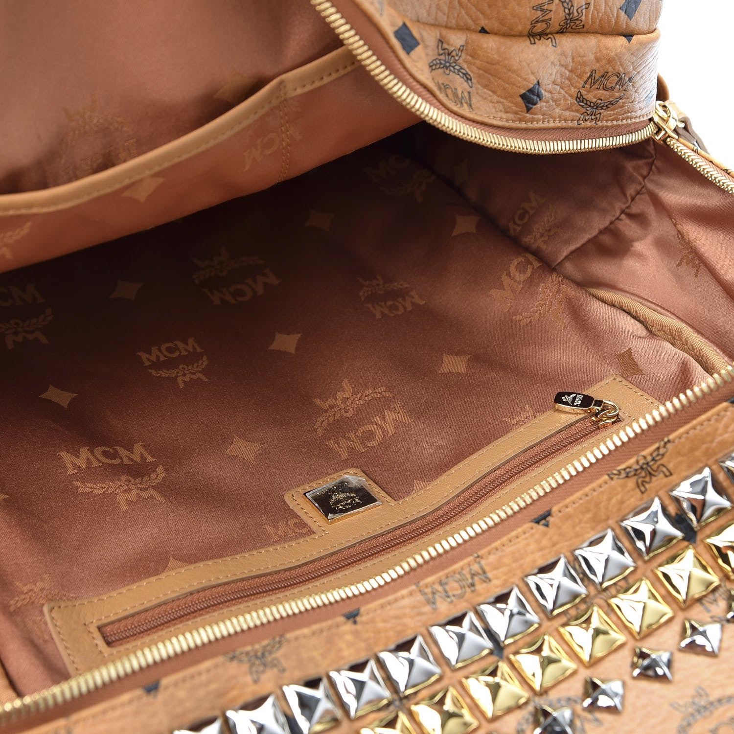 MCM Visetos Crown Stud Large Stark Backpack Cognac 4 of 8