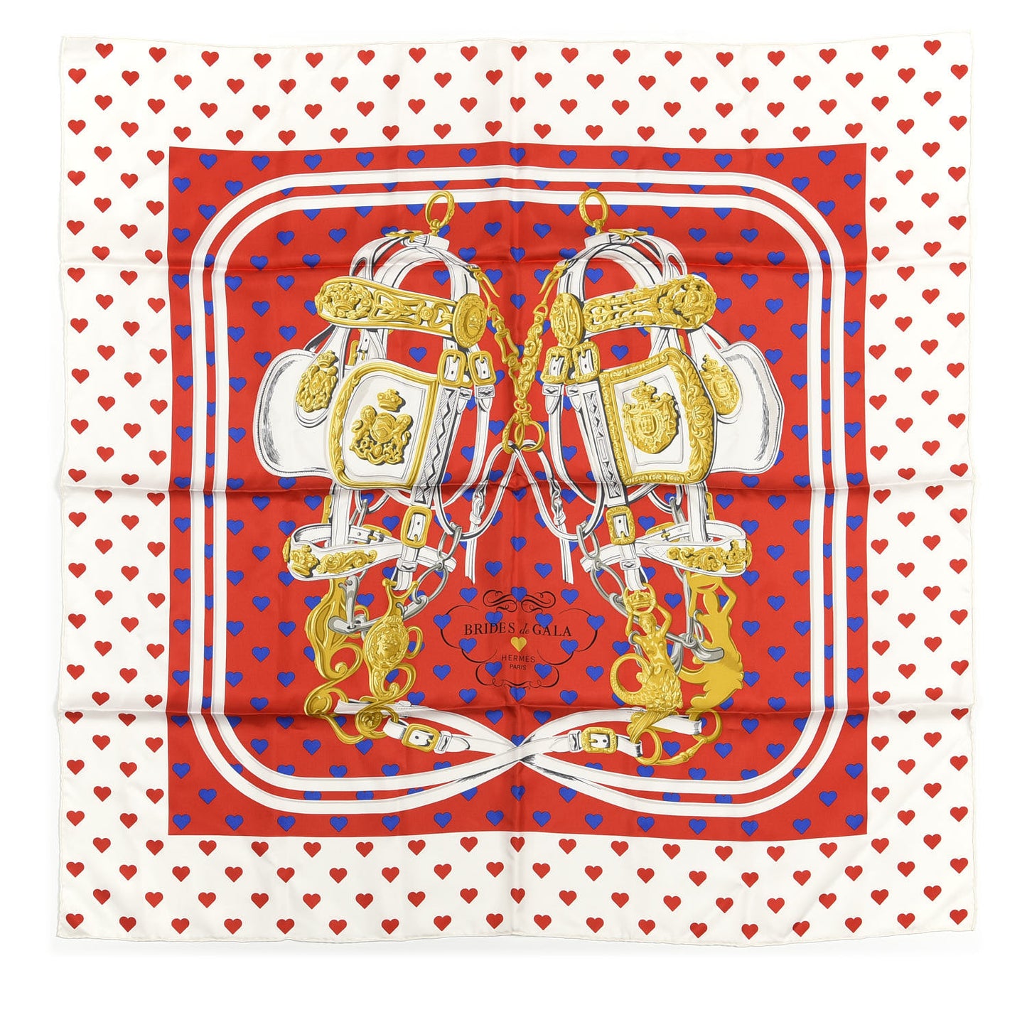Silk Brides De Gala Love Scarf 90 Rouge Vif Marine White