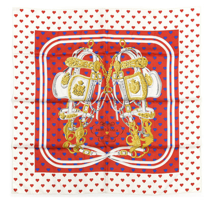 Hermes Silk Brides De Gala Love Scarf 90 Rouge Vif Marine White 1 of 4