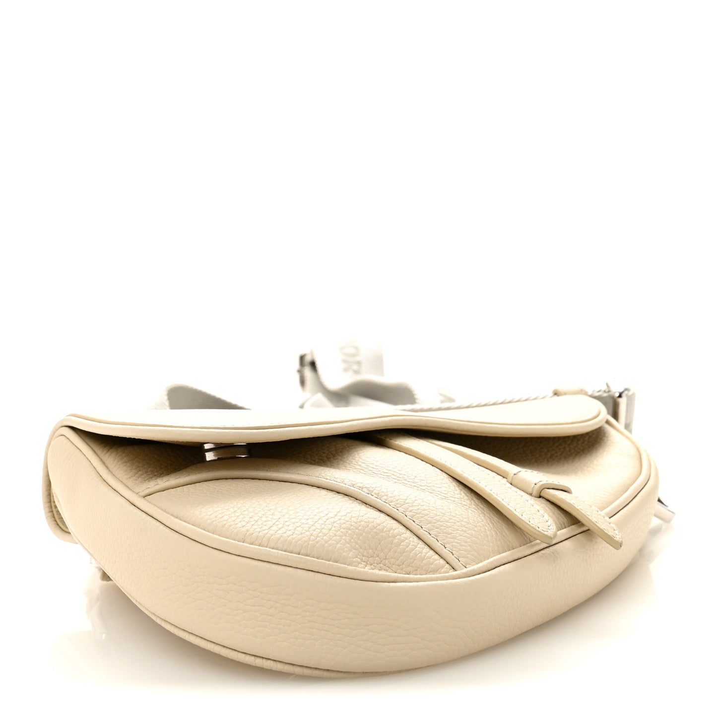Grained Calfskin Mens Mini Saddle Bag Latte