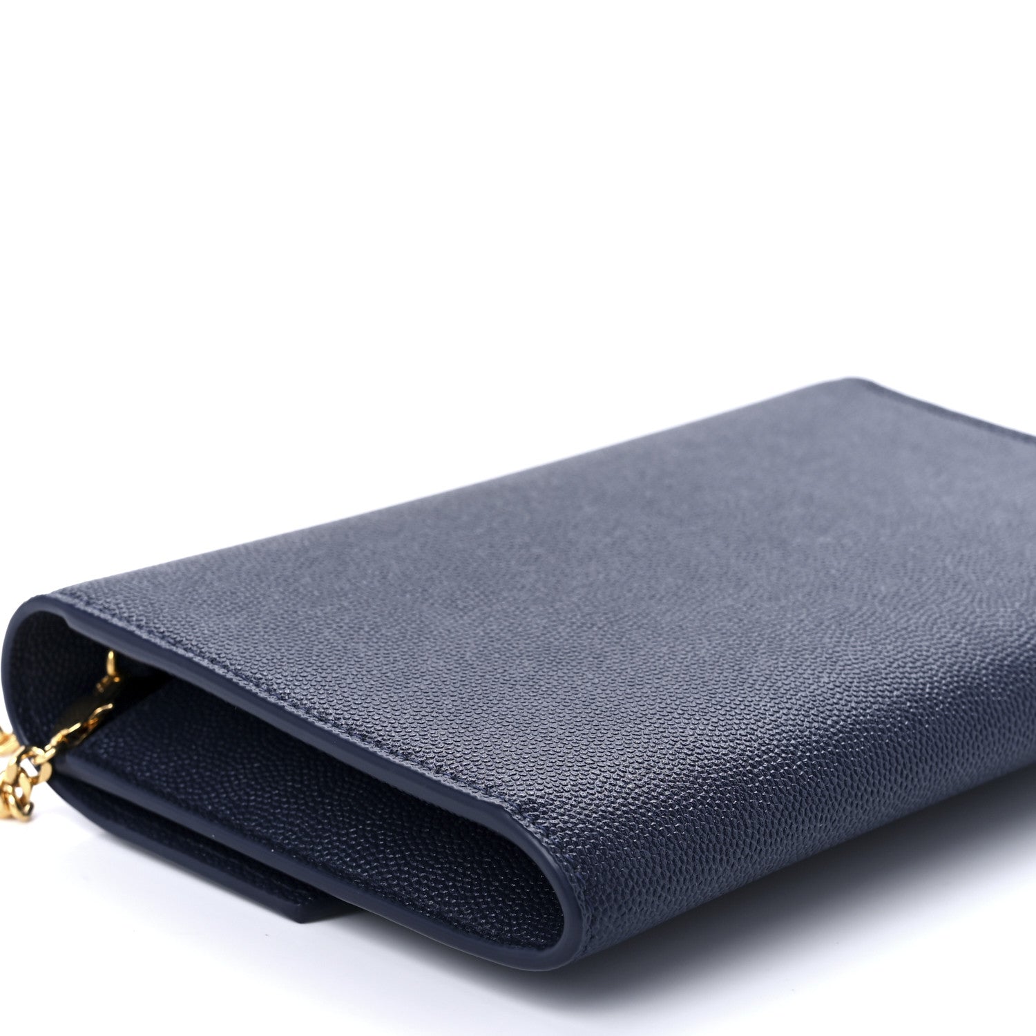Saint Laurent Grain De Poudre Monogram Uptown Chain Wallet Blue Charron 14 of 15