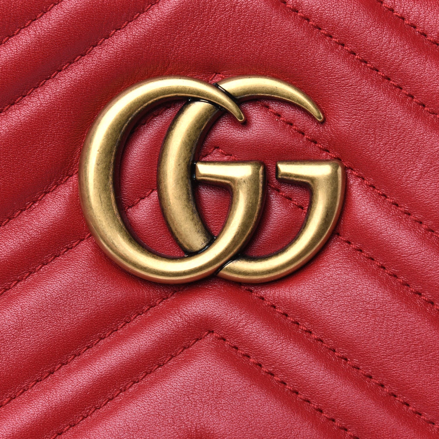 Gucci Calfskin Matelasse Small GG Marmont Chain Shoulder Bag Hibiscus Red 14 of 15