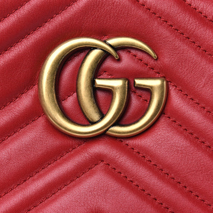 Gucci Calfskin Matelasse Small GG Marmont Chain Shoulder Bag Hibiscus Red 14 of 15