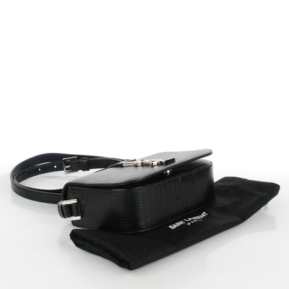 Saint Laurent Lizard Calfskin Embossed Small Classic Monogram Universite Bag Black 4 of 8