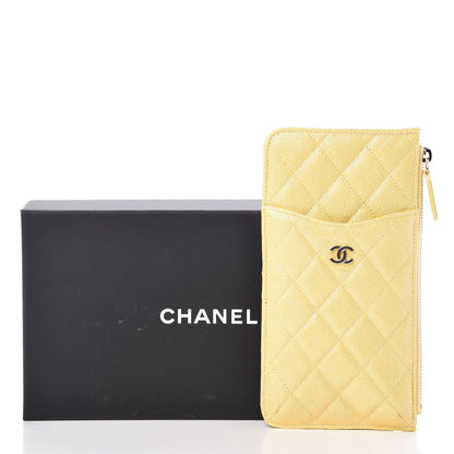 Chanel Iridescent Caviar Quilted Classic Flat Wallet Pouch Yellow 8 of 8