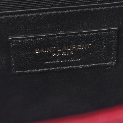 Saint Laurent Grain De Poudre Textured Mixed Matelasse Triquilt Medium Monogram Satchel Oxblood 6 of 8