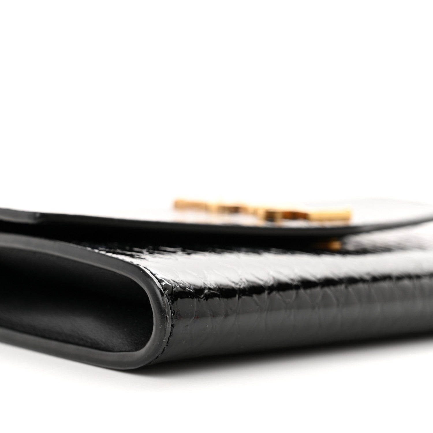 Saint Laurent Calfskin Python Embossed Monogram Uptown Chain Wallet Black 9 of 12