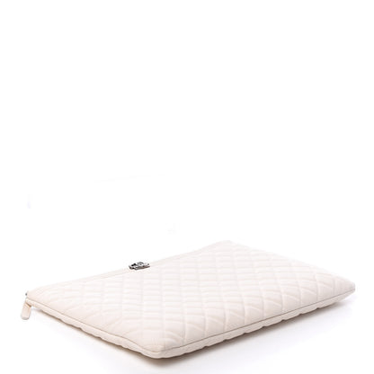 Chanel Caviar Quilted Large Boy Cosmetic Case White 3 of 10
