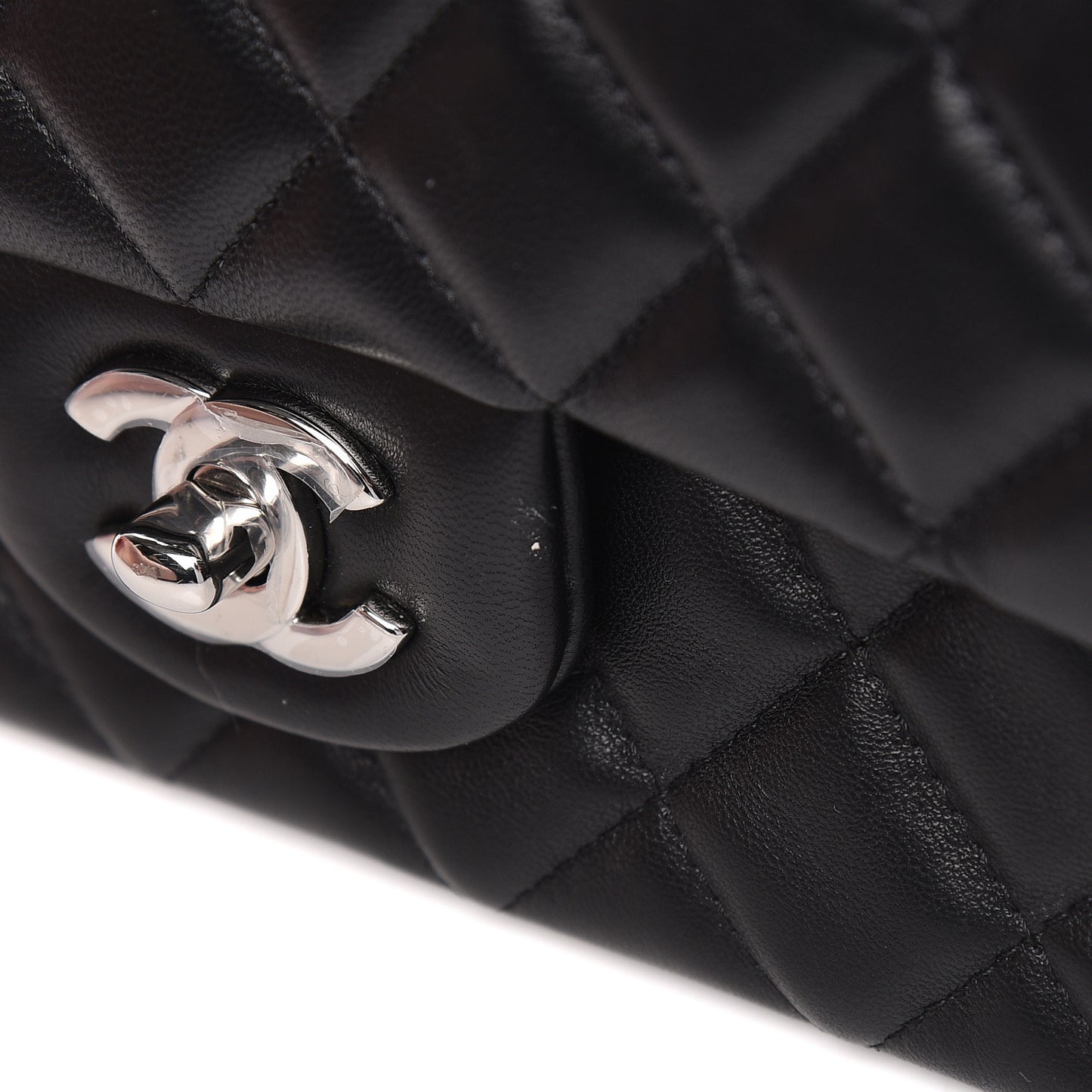 Lambskin Quilted Mini Rectangular Flap Black