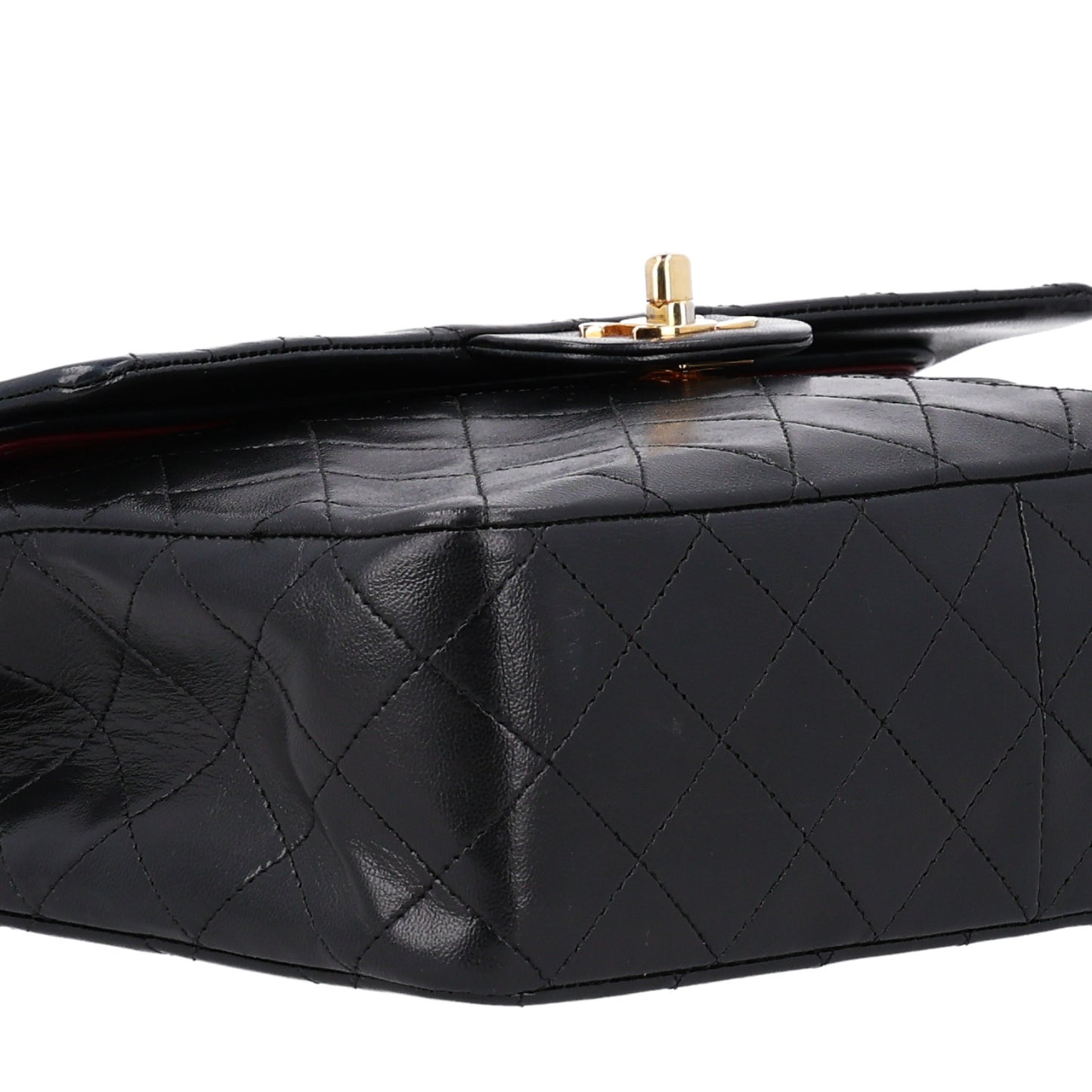 Lambskin Quilted Medium Double Flap Black