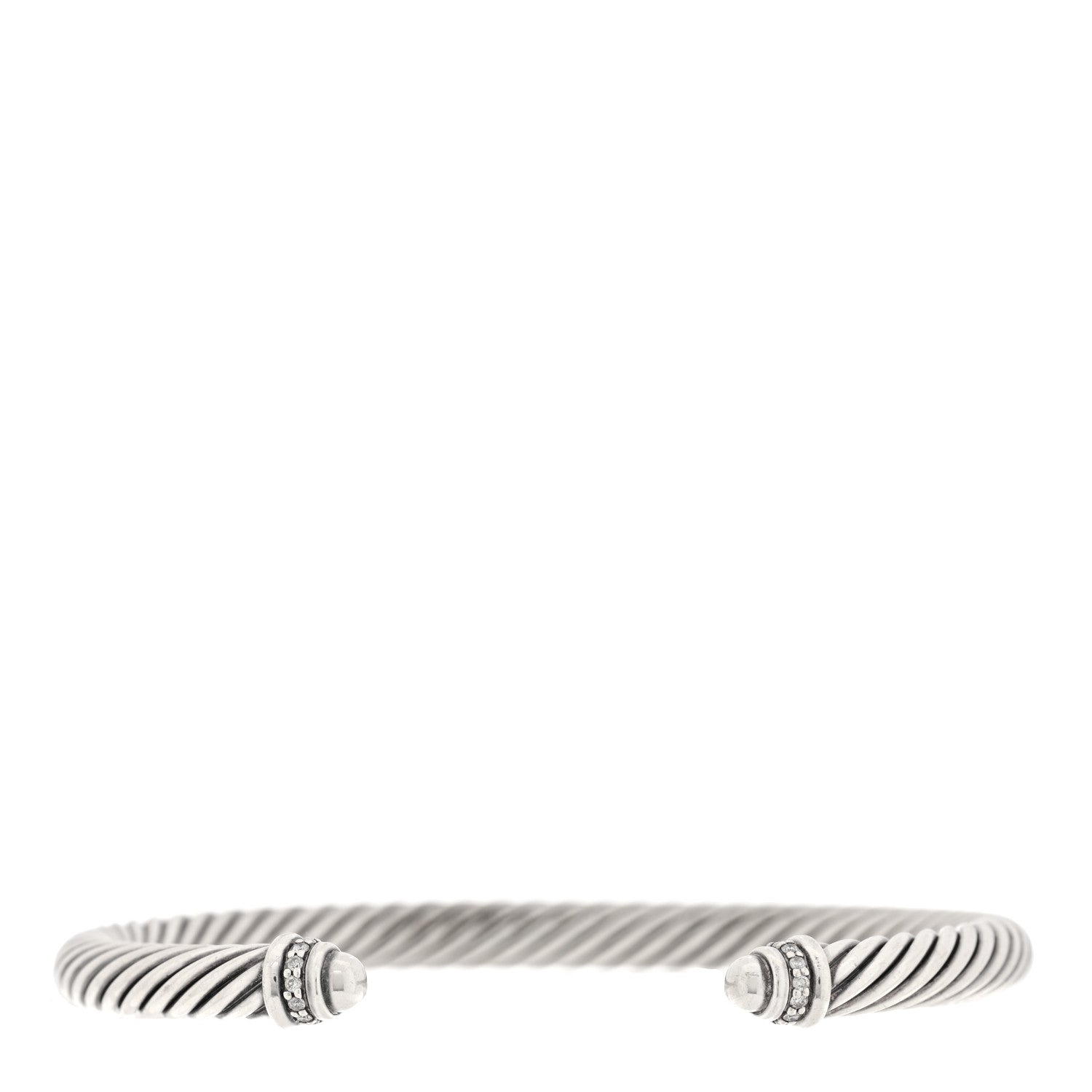 David Yurman Sterling Silver Diamond 5mm Cable Classics Dome Bracelet 1 of 3