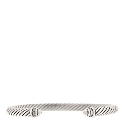 David Yurman Sterling Silver Diamond 5mm Cable Classics Dome Bracelet 1 of 3