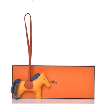 Hermes Milo Lambskin Grigri Rodeo Horse Bag Charm PM Jaune D'Or Bleu Agate Cornaline 4 of 4