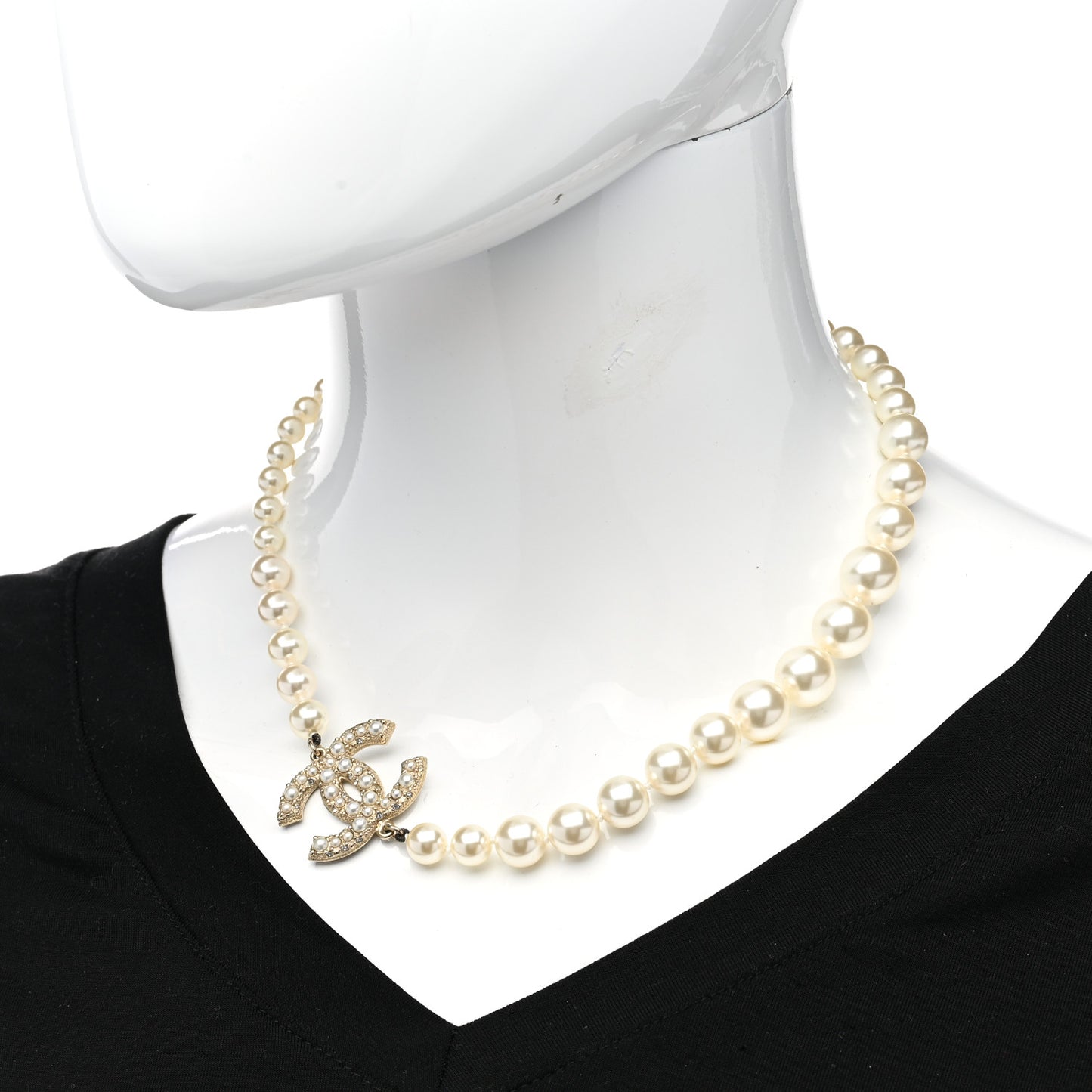Pearl CC 100th Anniversary Necklace Light Gold