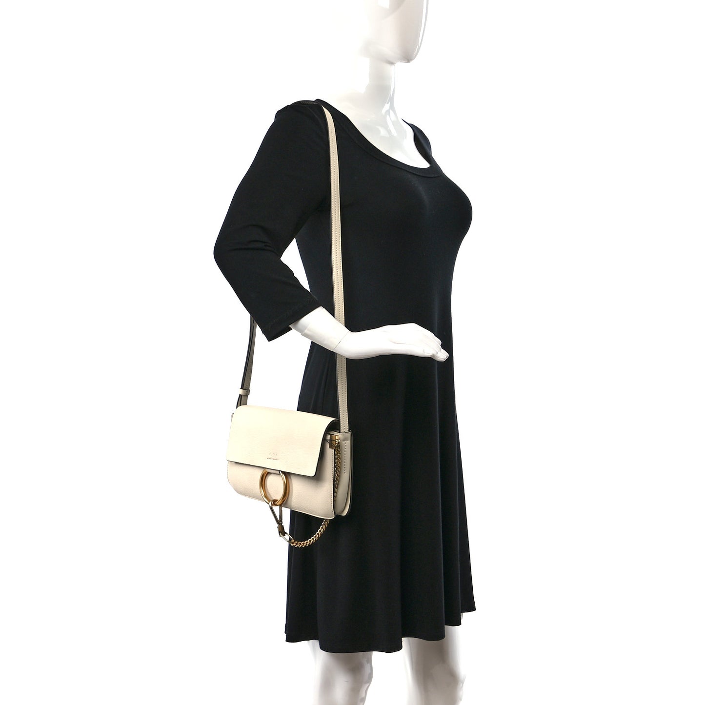 Goatskin Small Faye Shoulder Bag Off White