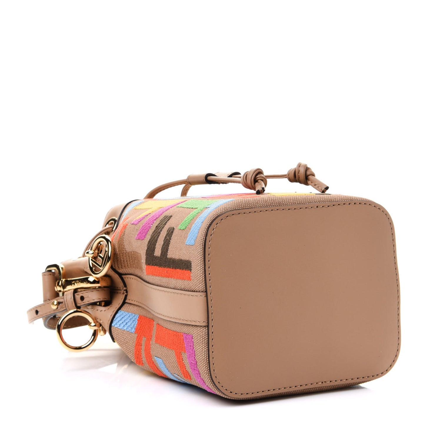 Canvas Vitello King F is Fendi FF Multicolor Embroidered Mini Mon Tresor Bucket Bag Multicolor Cuoio